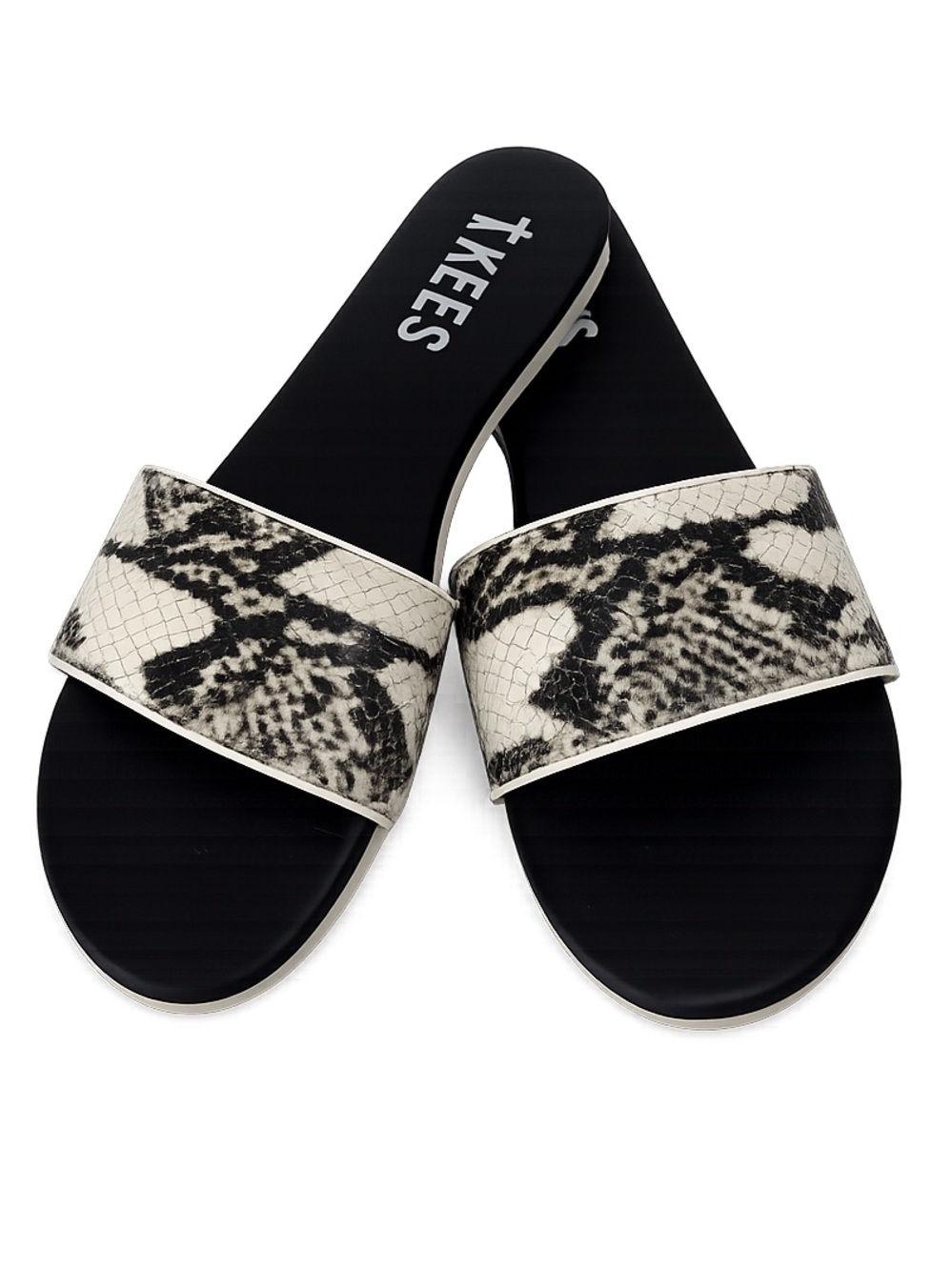 TKEES Lucas Raven Snakeskin Print Leather Slide Sandals Women’s US 9
